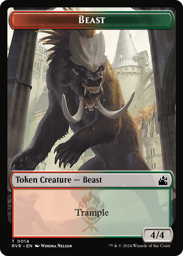 Spirit (0018) // Beast Double-Sided Token [Ravnica Remastered Tokens] | Silver Goblin