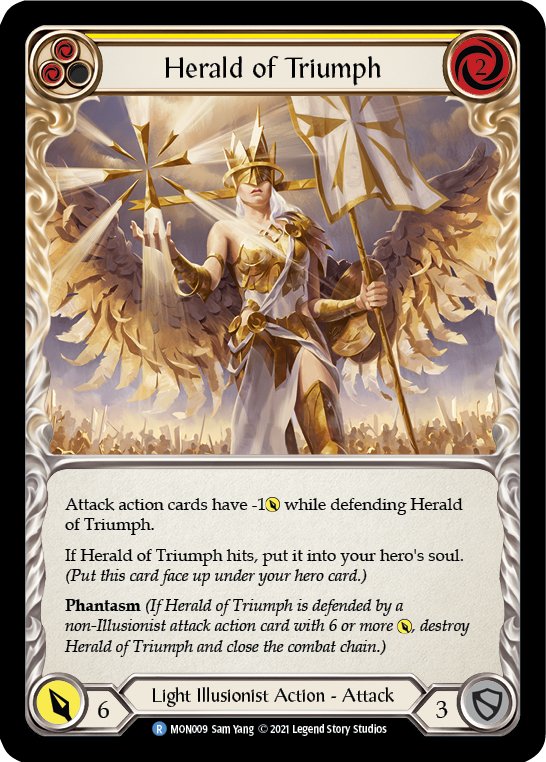 Herald of Triumph (Yellow) [MON009] (Monarch)  1st Edition Normal | Silver Goblin