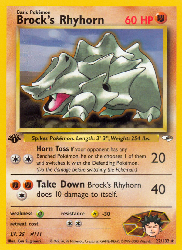 Brock's Rhyhorn (22/132) [Gym Heroes 1st Edition] | Silver Goblin