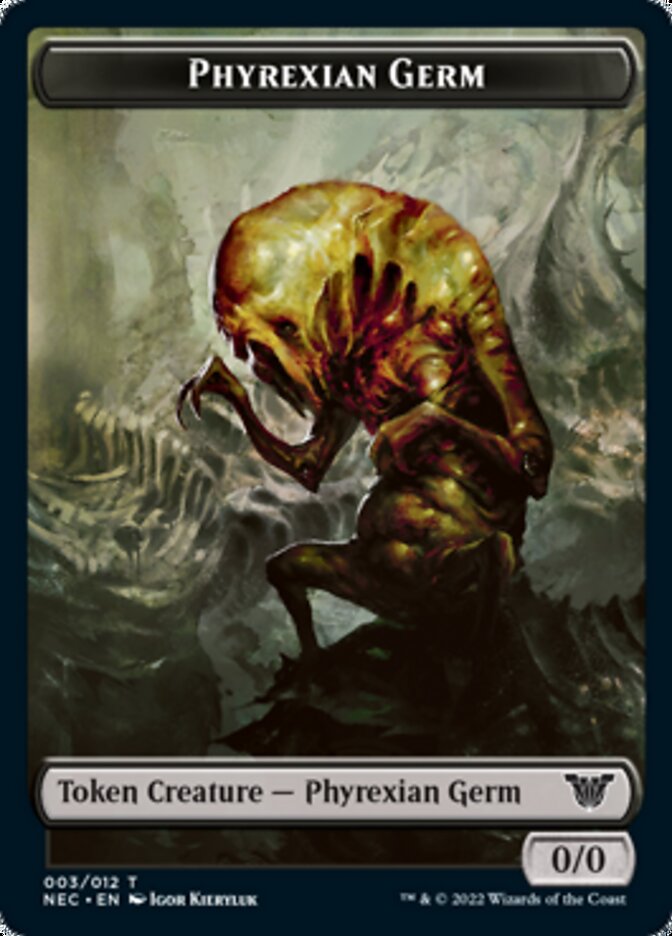 Phyrexian Germ // Spirit (002) Double-Sided Token [Kamigawa: Neon Dynasty Commander Tokens] | Silver Goblin
