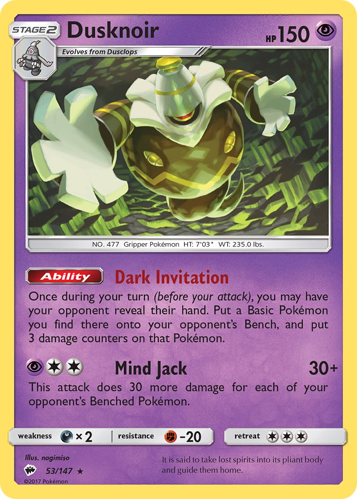 Dusknoir (53/147) (Theme Deck Exclusive) [Sun & Moon: Burning Shadows] | Silver Goblin