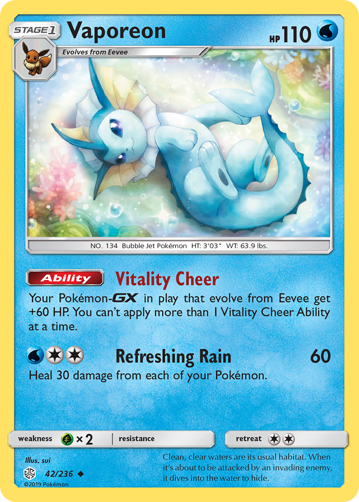 Vaporeon (42/236) [Sun & Moon: Cosmic Eclipse] | Silver Goblin