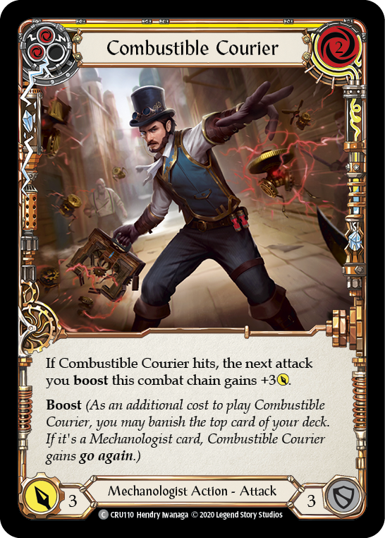 Combustible Courier (Yellow) [CRU110] (Crucible of War)  1st Edition Normal | Silver Goblin
