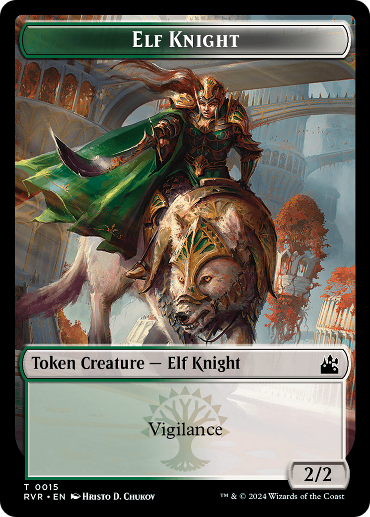 Elf Knight // Spirit (0004) Double-Sided Token [Ravnica Remastered Tokens] | Silver Goblin