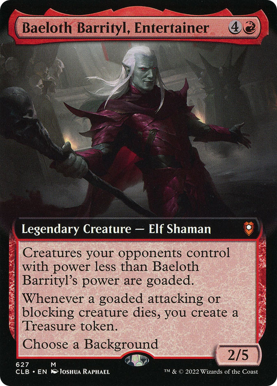 Baeloth Barrityl, Entertainer (Extended Art) [Commander Legends: Battle for Baldur's Gate] | Silver Goblin