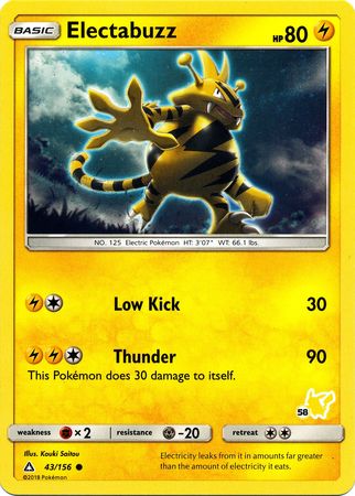 Electabuzz (43/156) (Pikachu Stamp #58) [Battle Academy 2020] | Silver Goblin