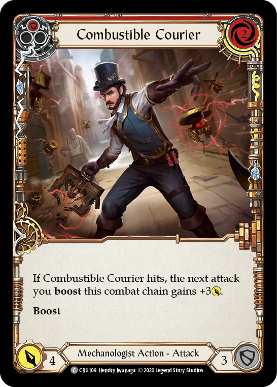 Combustible Courier (Red) [CRU109] (Crucible of War)  1st Edition Rainbow Foil | Silver Goblin