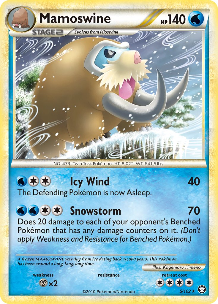 Mamoswine (5/102) (Cracked Ice Holo) (Theme Deck Exclusive) [HeartGold & SoulSilver: Triumphant] | Silver Goblin