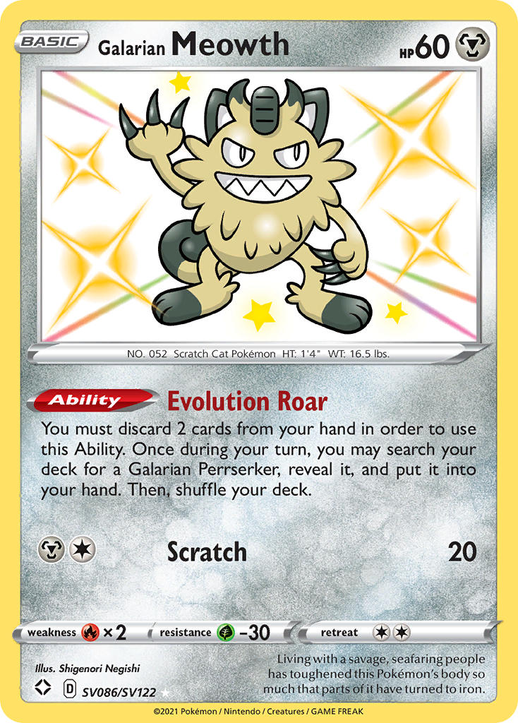 Galarian Meowth (SV086/SV122) [Sword & Shield: Shining Fates] | Silver Goblin