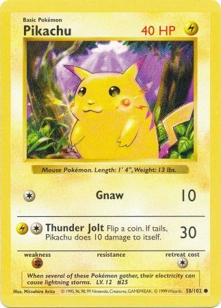 Pikachu (58/102) (Red Cheeks Misprint) [Base Set Shadowless Unlimited] | Silver Goblin