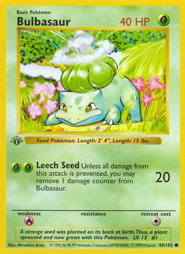 Bulbasaur (44/102) (Shadowless) [Base Set 1st Edition] | Silver Goblin