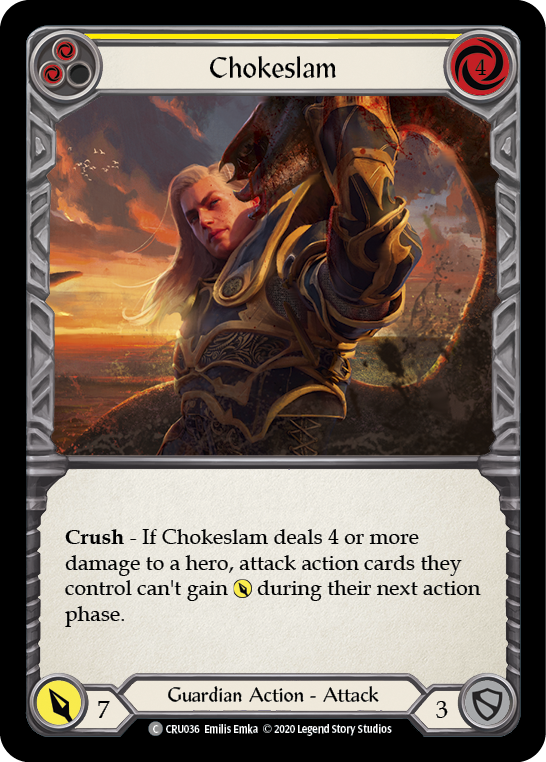 Chokeslam (Yellow) [CRU036] (Crucible of War)  1st Edition Rainbow Foil | Silver Goblin