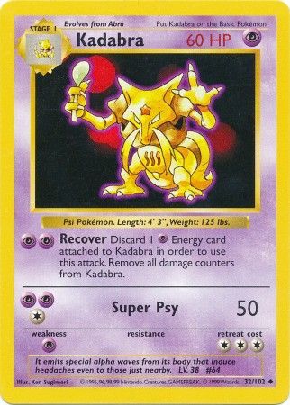 Kadabra (32/102) [Base Set Shadowless Unlimited] | Silver Goblin